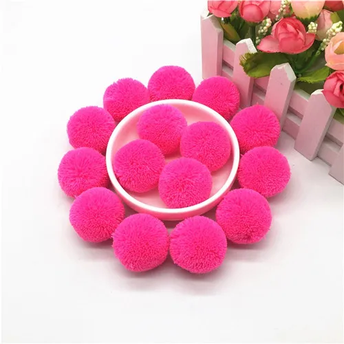 Rose red 35 мм пряжа помпон меховой шарик плюшевый шар ручной работы DIY Materia ручной работы волосы шар для украшения дома для шитья на ткани аксессуары 20 шт - Цвет: Rose red