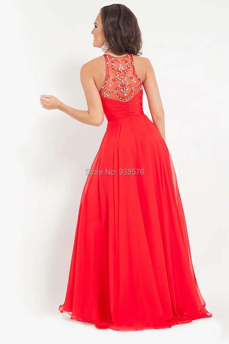 Elegant High Neck Sexy Red Prom Dresses Heavy Beaded Abendkleider 2015 New Arrival Long Party Dress to Income Vestidos De Festa | Свадьбы и