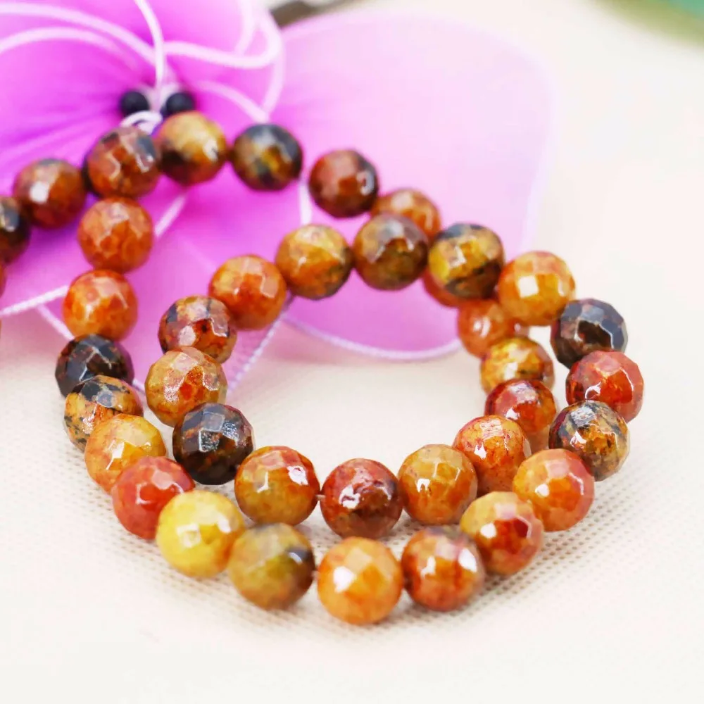 Аксессуар 10 мм оранжевые камни в виде халцедона из индейки Howlite 15 дюймов дизайн