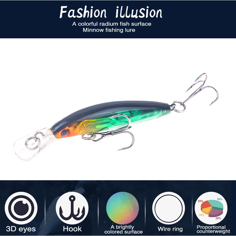 SEAPESCA Рыболовная Приманка Minnow Crank Bait 70 мм 4 г классические воблеры Virbration