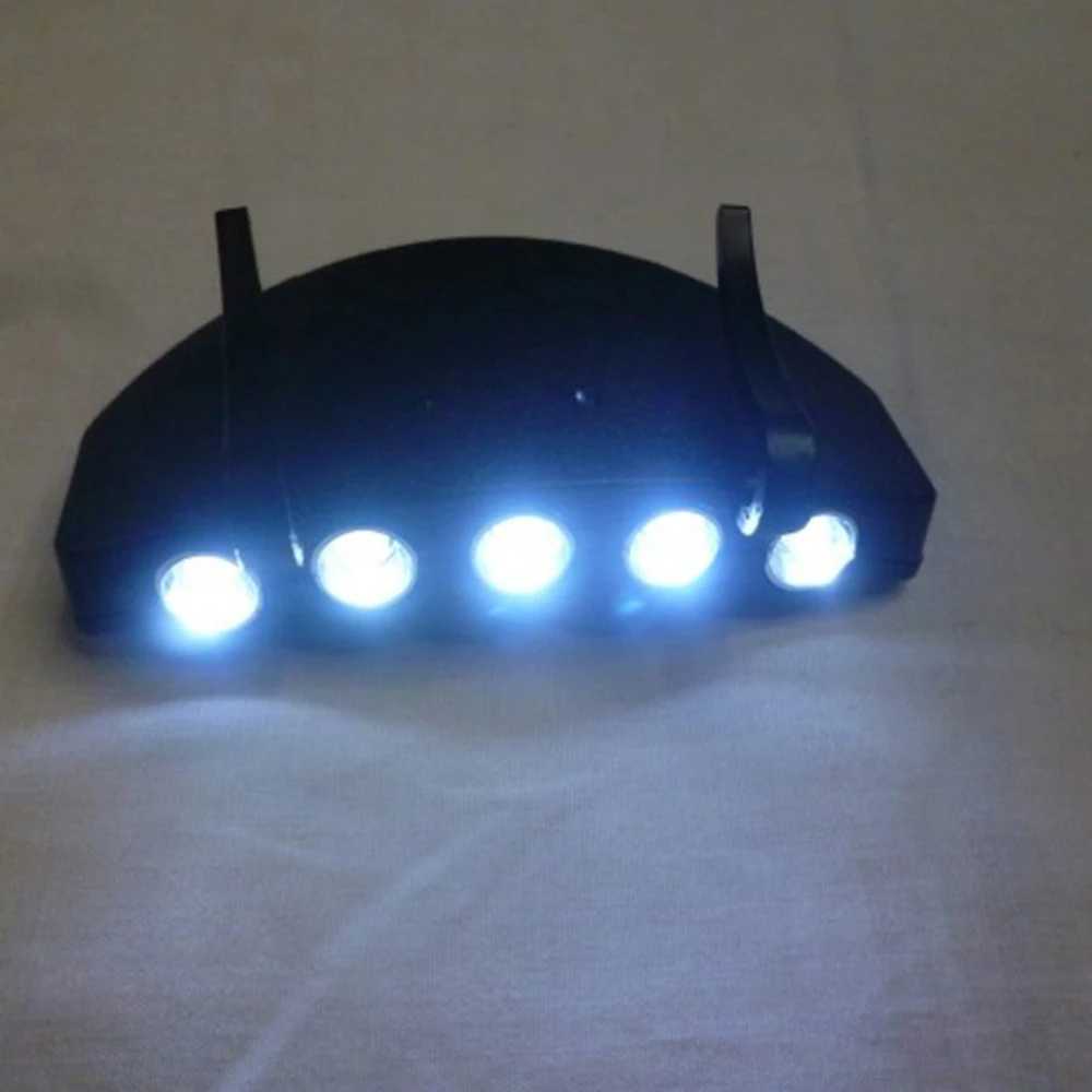 5 LED Hat Brim Lights with Two Lighting Modes White Lamp Hunting Sports Hiking Camping Cap Light Night Fishing Outdoor Lighting|light night|light