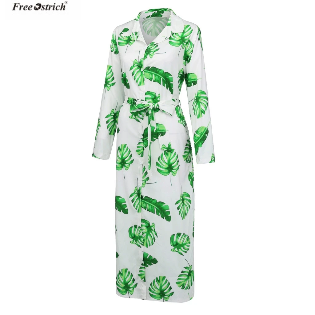 Женское платье рубашка с отложным воротником и длинными рукавами Бандажное