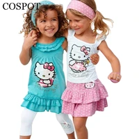cospot baby girl set girls cartoon 3pcs headbanddresspants children clothing sets bebes girl clothes 2021 new 14f