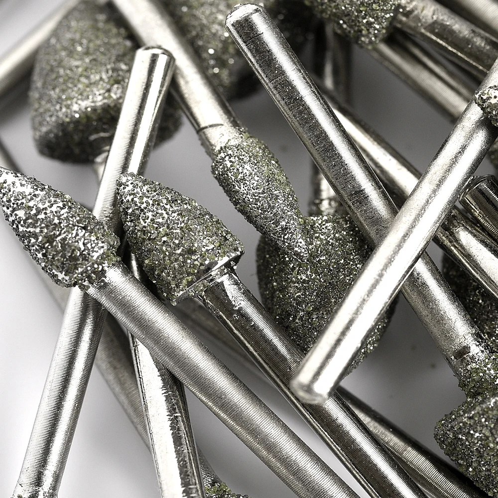 

grit #60 3mm coarse rough bits bullet 4/5/6/8/10/12mm Diamond abrasive bits peeling head grinding trimming polishing bits