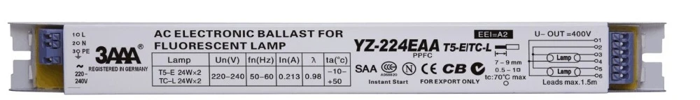 3AAA YZ-224EAA YZ-324EAA T5-E 220V 2*24 Вт 3*24 Вт T5 электронные балласты для T5 Хо трубки светодиодные лампы дневного света аквариумная лампа, получившая сертификат Европейского выпрямителя