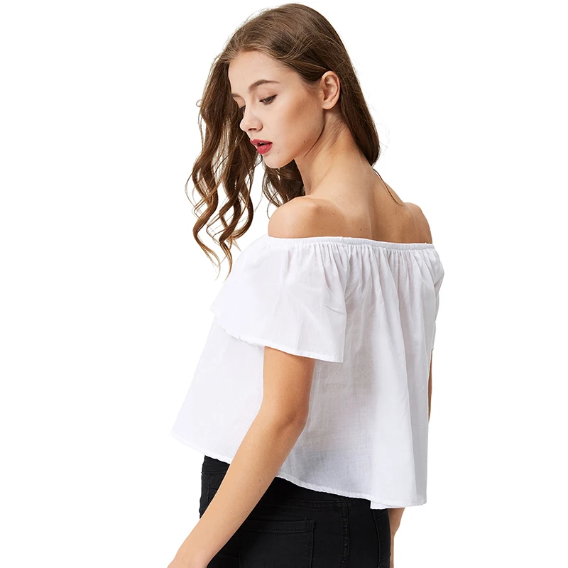 Женская блузка с открытыми плечами Повседневная белая летний сезон 3687|blusas
