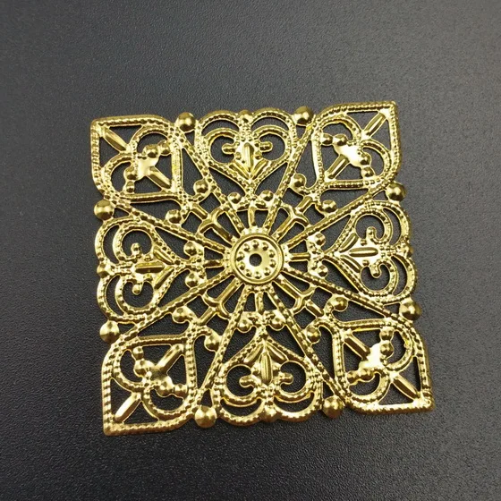 gold 40mm 20pcs 20 шт филигранные квадратные соединители металлические поделки подарочные украшения DIY фурнитура - Цвет: gold 40mm 20pcs