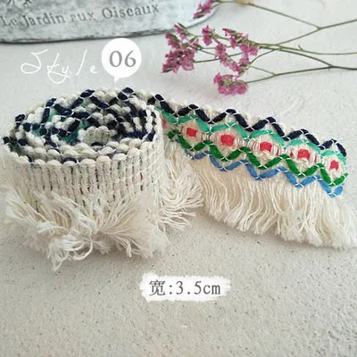 06 3,5 см ширина+ хлопок цвет белый кружево ручной работы diy аксессуары лента уха тканая кружевная скатерть кисточки для занавески - Цвет: 06