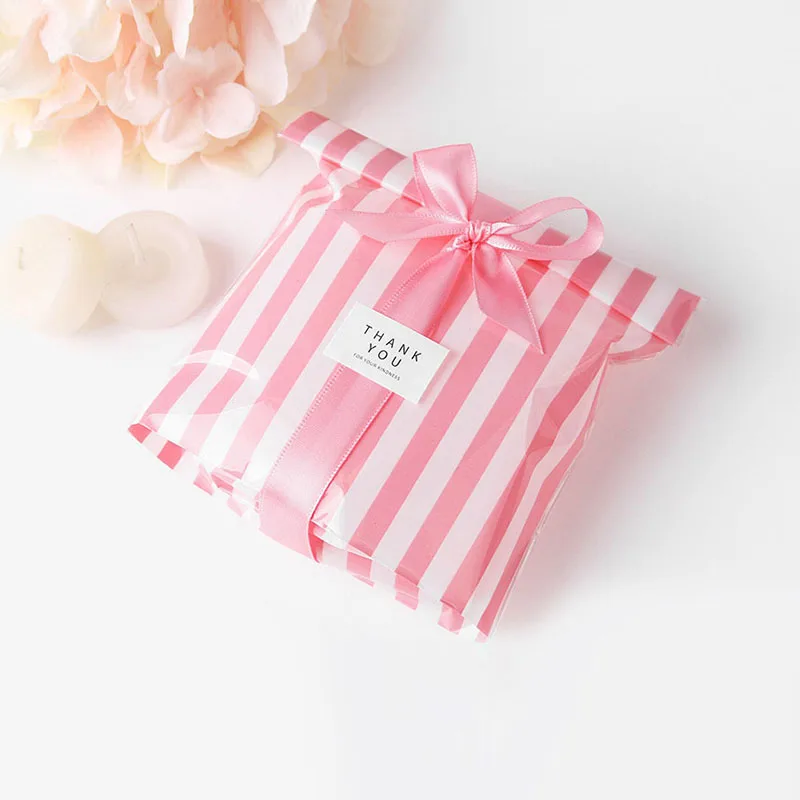 10 шт. полосатая сумка для конфет DIY Baby Shower пластиковые подарочные пакеты для печенья, печенья, закусок упаковочный пакет для выпечки, праздничные вечерние принадлежности