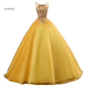 Ruthshen платья для дебютантов 2020 платья для Quinceanera Иллюзия бальное платье Золотые Аппликации бусины пышные платья для выпускного вечера Vestidos Para