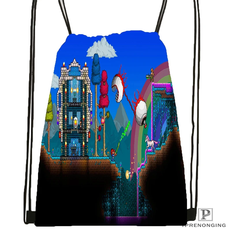 На заказ Terraria Drawstring рюкзак сумка милый детский (Черная задняя часть) 31x40 см #180531 02