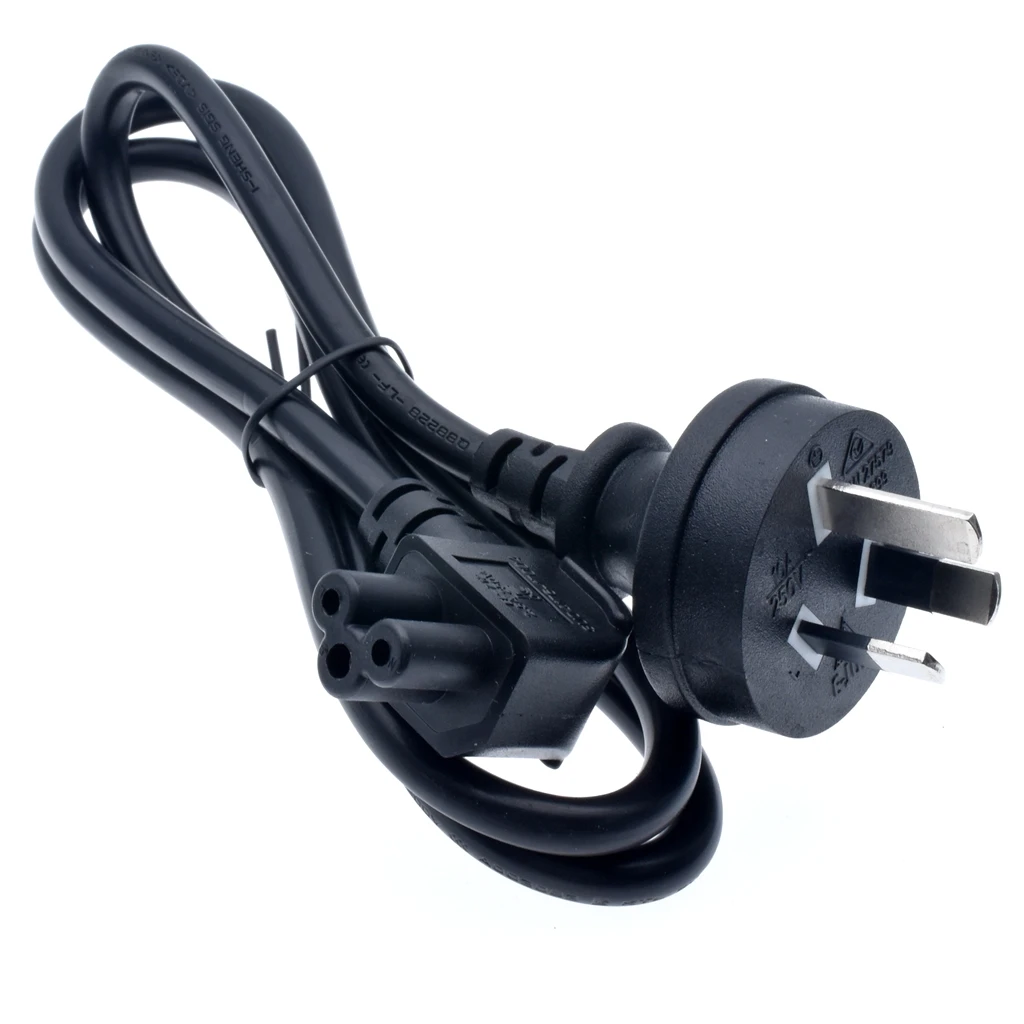 Australia AS3112 Mains Plug To IEC C5 Right Angle 3pin Laptop Power Lead Cable PC Monitor Type I Adapter Extension Cord 