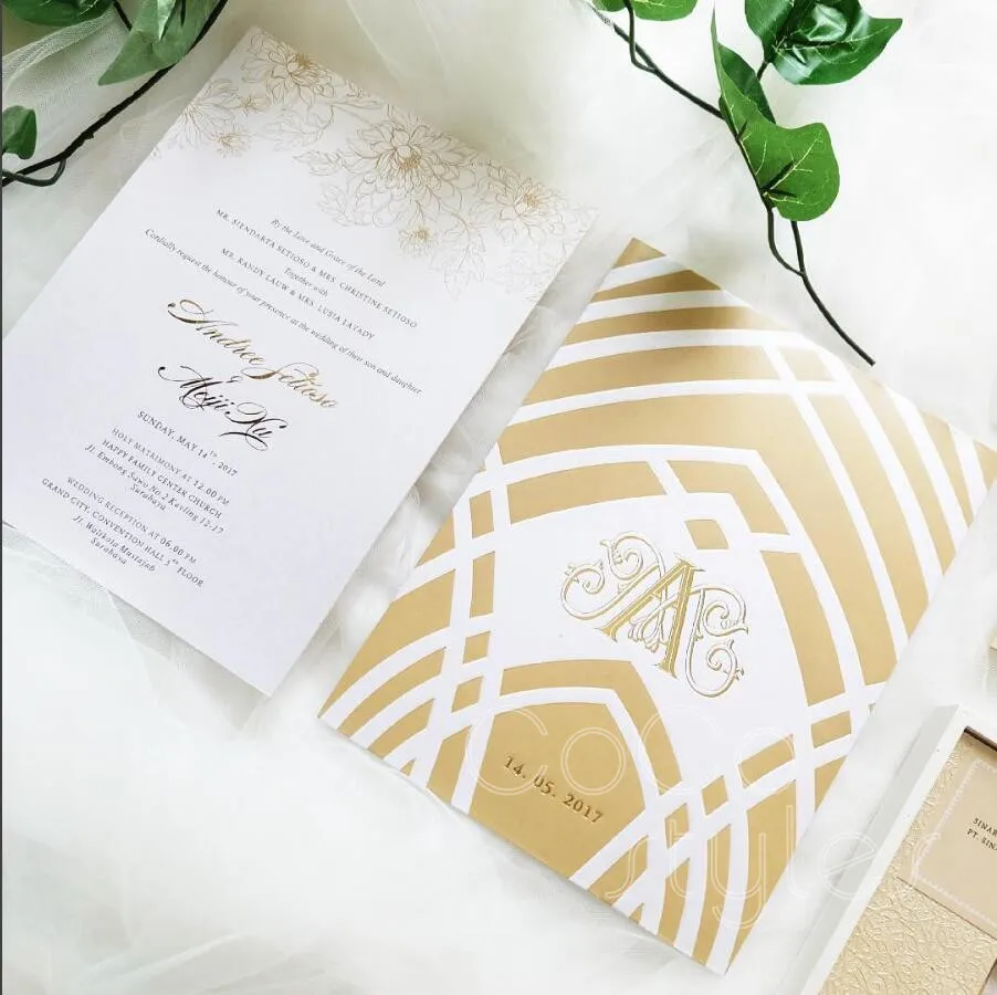 Cocostyles на заказ элегантная пригласительная карта в твердом переплете с лазерной