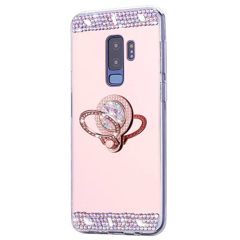 Кристальное кольцо зеркальный чехол для Samsung galaxy A50 A30 A10 M20 M10 блестящий s5 s6 s7 edge s8 s9