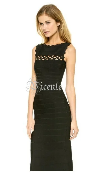 Лидер продаж Элегантное платье без рукавов с зубчатым краем длинное Бандажное