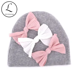 3 шт., Детские хлопковые шапки с бантом