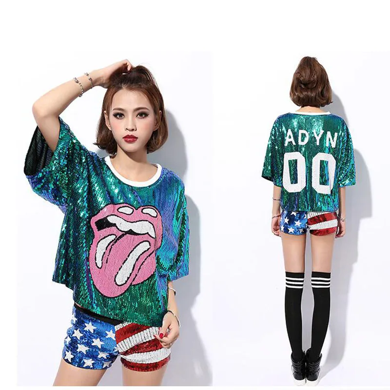 Женские топы с блестками в стиле хип хоп одежда для бальных танцев танцевальная