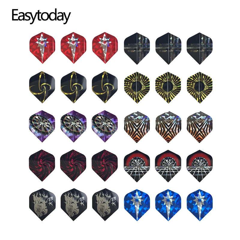 

Easytoday 30Pcs/sets Professional Accessories Darts Flights Set Ten Colors High Quality Plastic Dart Wing Cool Darts Accessories