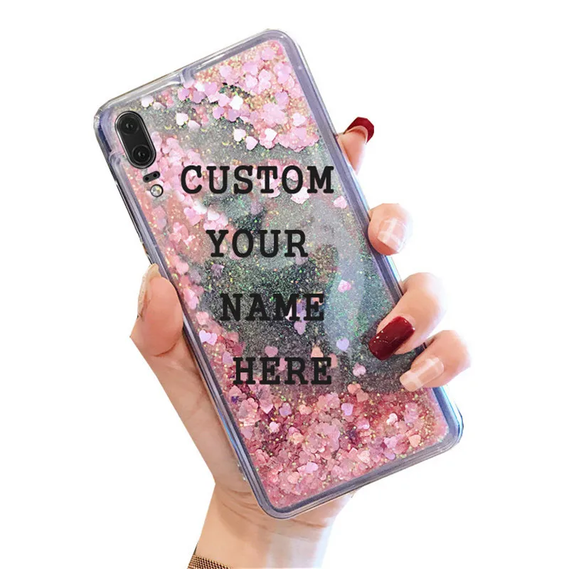 Personalized Custom Phone Case for Huawei P20 Lite P9/P10/P8 cases PLUS Glitter Liquid Quicksand DIY | Мобильные телефоны и