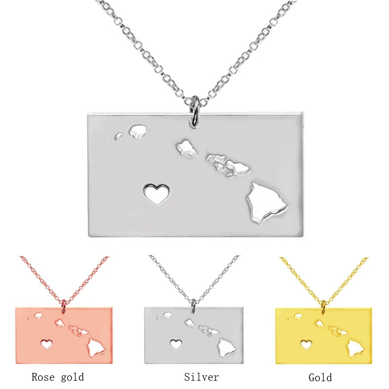 Hawaii map State Necklace Pendant Country Map Charm Jewelry Gift for Women Teens |