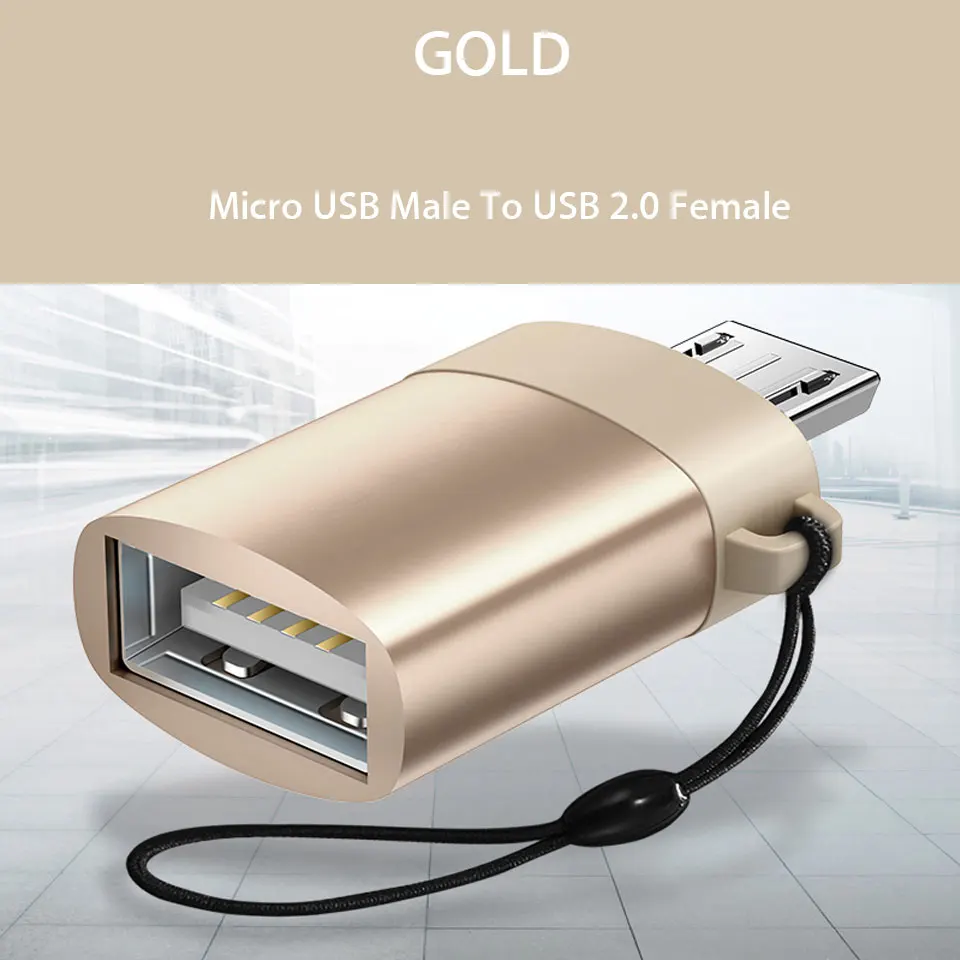 gold Micro USB OTG адаптер для huawei Honor 9 Lite mate 8/7 OTG зарядный кабель Micro USB штекер для USB 2,0 Мини конвертер мышь ридер - Цвет: gold