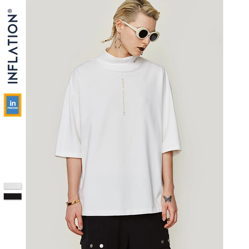 Футболка со стоячим воротником Ретро футболка с надписью пуловер для мужчин и