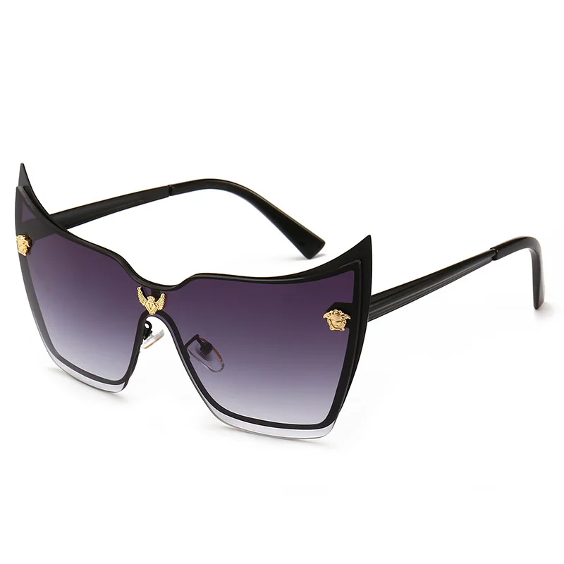 C1Black Gray Sella, модные женские и мужские негабаритные солнцезащитные очки Cateye, фирменный дизайн, сплав, оправа, градиентные линзы, летние крутые солнцезащитные очки - Цвет линз: C1Black Gray