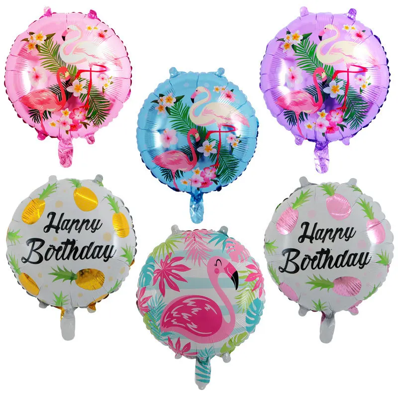 5 шт. Гавайский Фламинго круглый шар из алюминиевой фольги тропический ананас с