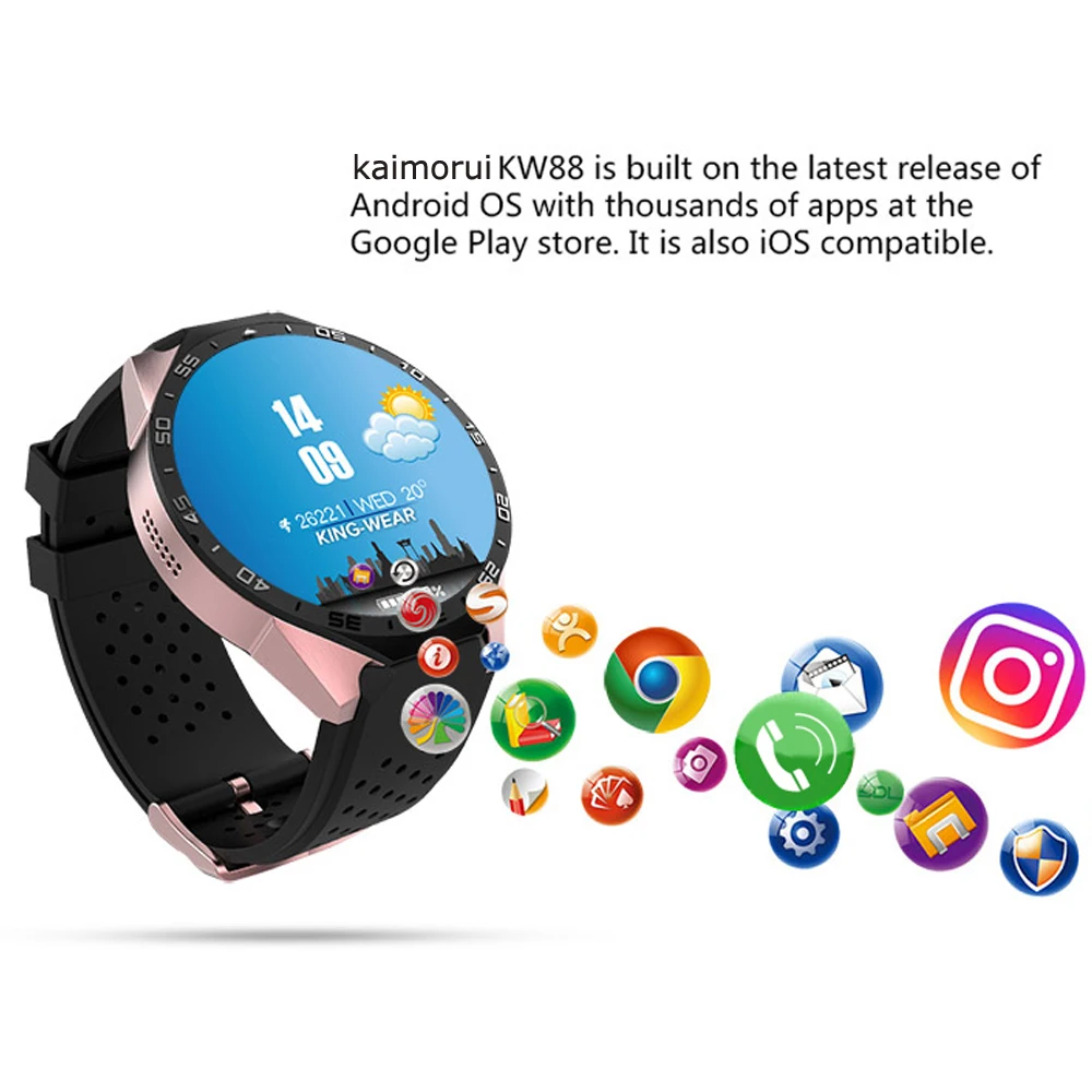 Оригинальный KW88 с gps 3g умные часы wifi телефон Поддержка ОС Android 5 1 MTK6580 сим карты Для