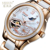 switzerland nesun luxury brand clock automatic mechanical womens watches skeleton waterproof diamond moon phase watch n9071