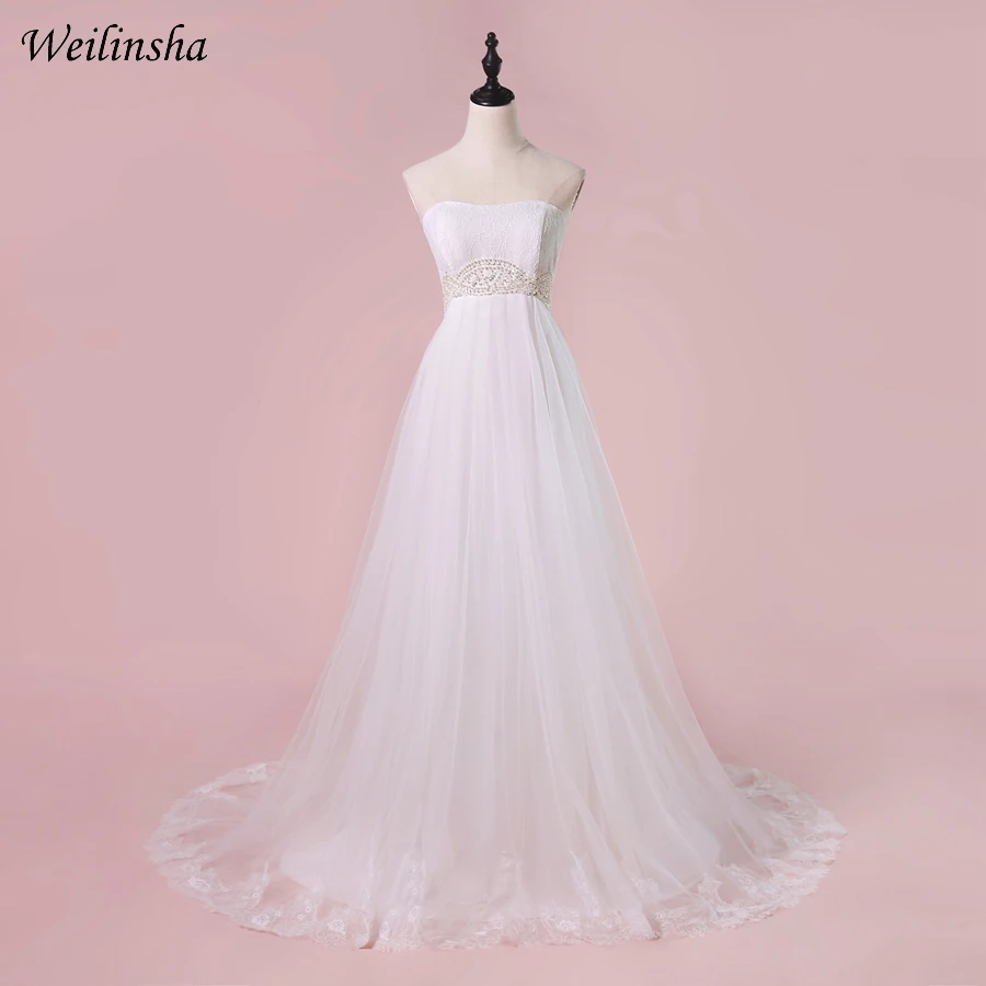 Weilinsha дешевое свадебное платье для беременных Vestido De Novia без бретелек Пояса с
