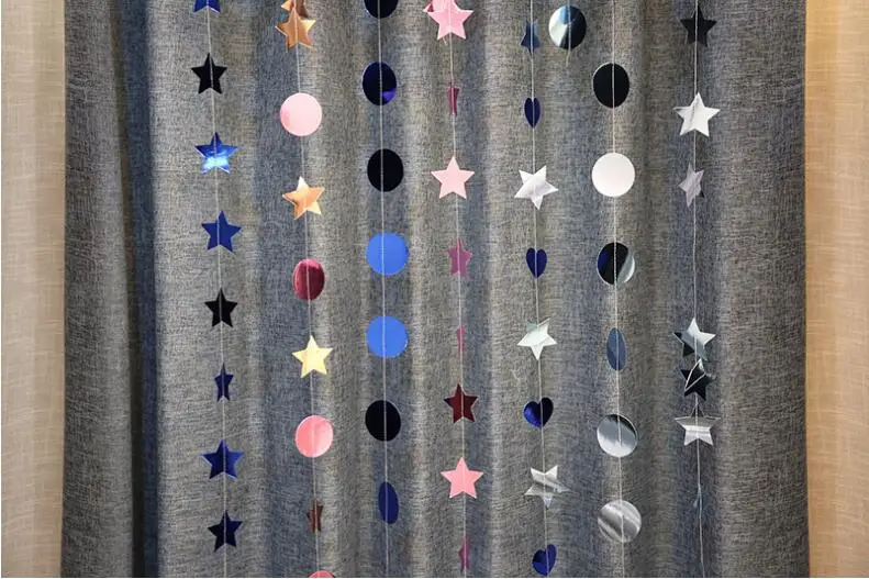 4 м красочная Бумажная гирлянда со звездами баннеры в форме сердца настенная