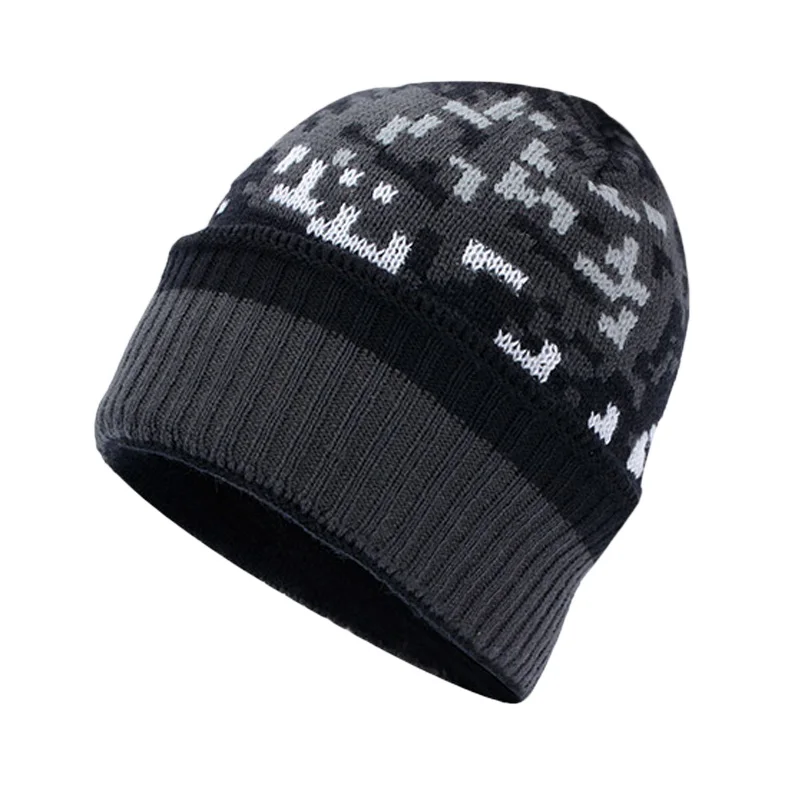 Black Camo Beanie Камуфляжные шапочки Skullies для мужчин зимние Утепленные шапки армейские охотничьи CS теплые шапки вязаные камуфляжные Лыжные шапки капот Gorros YY18018 - Цвет: Black Camo Beanie