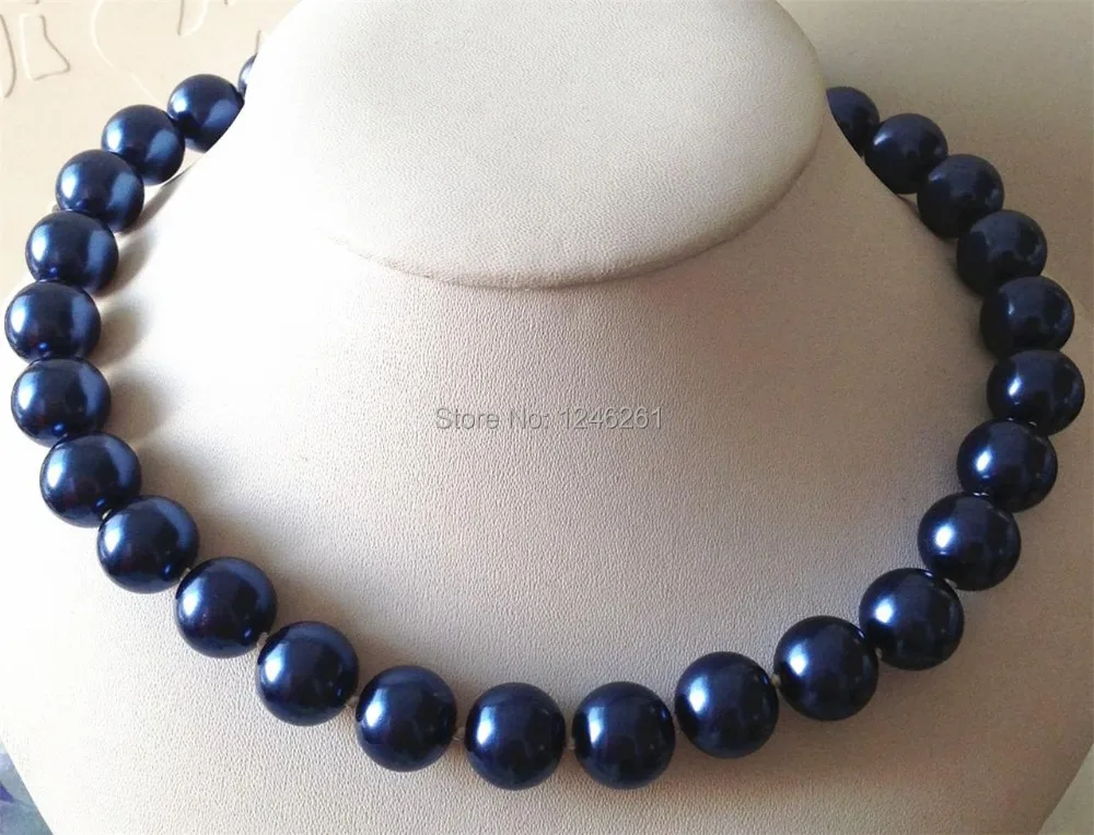 Красивое Жемчужное ожерелье 14 мм из голубой морской ракушки веревочная цепочка