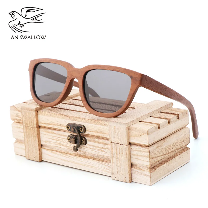 NewBambooand Wood Glasses Black Walnut Retro SunglassesCoated TAC Lens UV400 Anti-ultraviolet Polarization Men's Sunglasses |