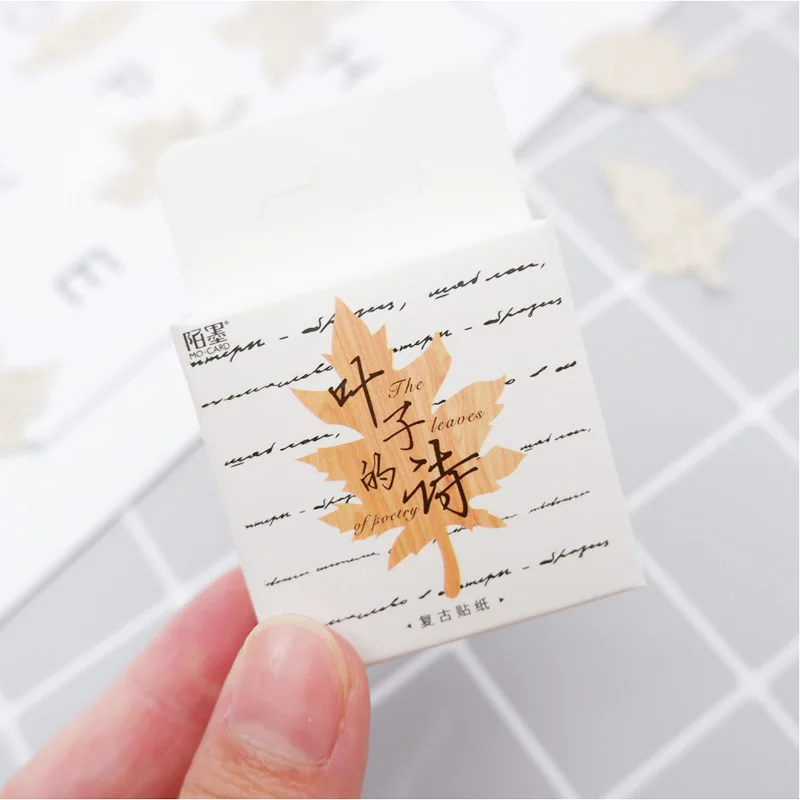 

45 Pcs/box leaves poetry paper sticker decoration stickers DIY for craft diary scrapbooking planner kawaii label sticker