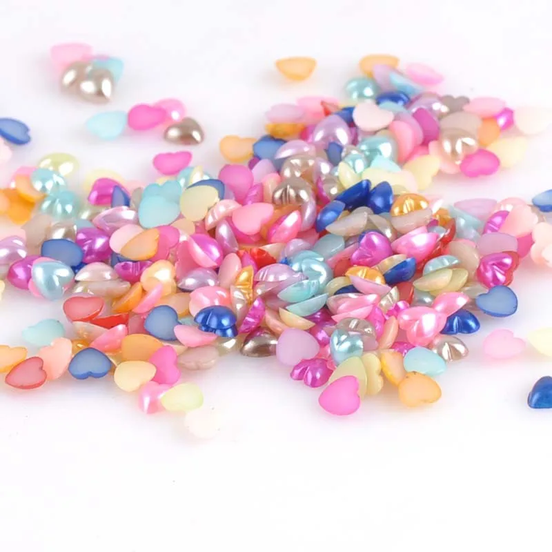 Разноцветные полукруглые бусины с имитацией жемчуга в форме сердца для