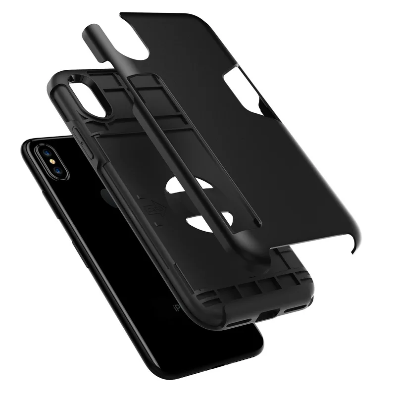 Модный чехол с отделением для карт iPhone XS X 10 Hybrid PC + TPU держатель Броня
