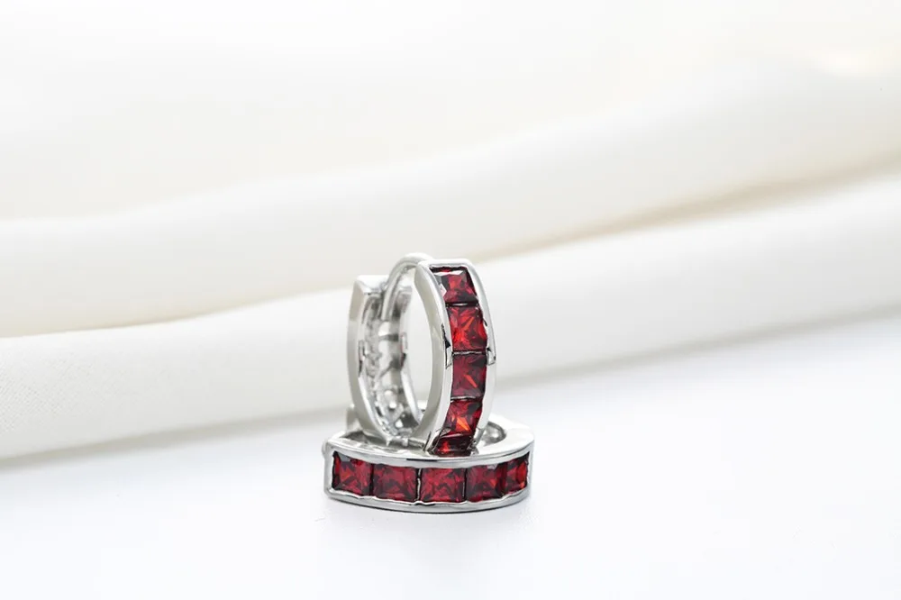 2016 American And European 18K Gold Plated With Full Elegant White/ Ruby Crystal Zirconia Hoop Earrings For Women | Украшения и