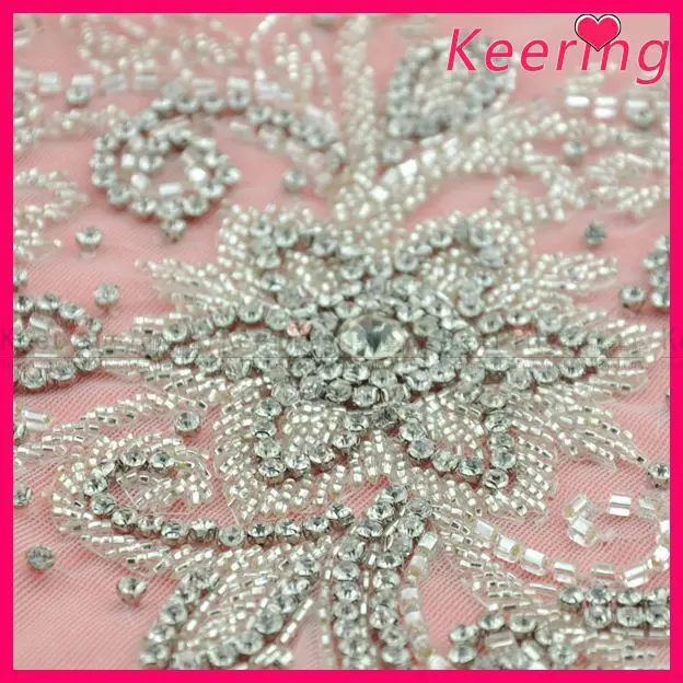 

Keering Beautiful 100% Handmade Sew On Rhinestone Beaded Applique WRA-658