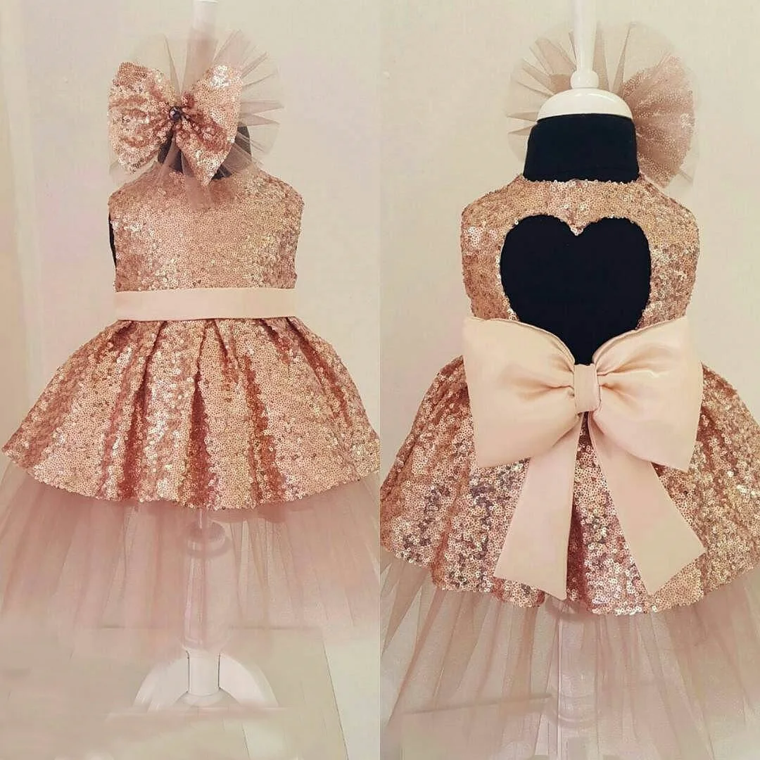 Kids Baby Girls Sequins Lace Dress Bithday Party Tutu Tulle Backless Bowknot Sundress | Детская одежда и обувь
