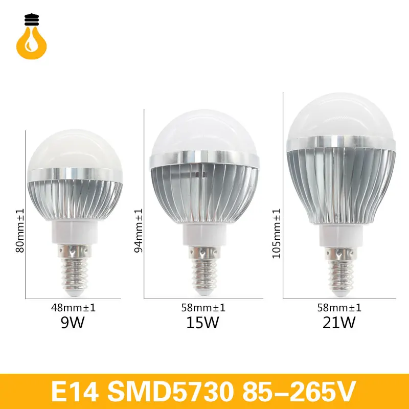 Высокая Мощность светильник светодиодный лампы 9 Вт 15 21 E27 110 В 220 240 лампада