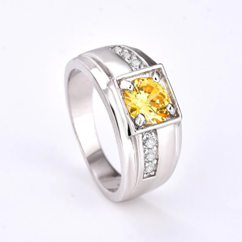 

Garilina Fashion Ring Yellow Zircon Silver Color Plated Ring For Women Classic New Year Christmas Day Gifts R2274