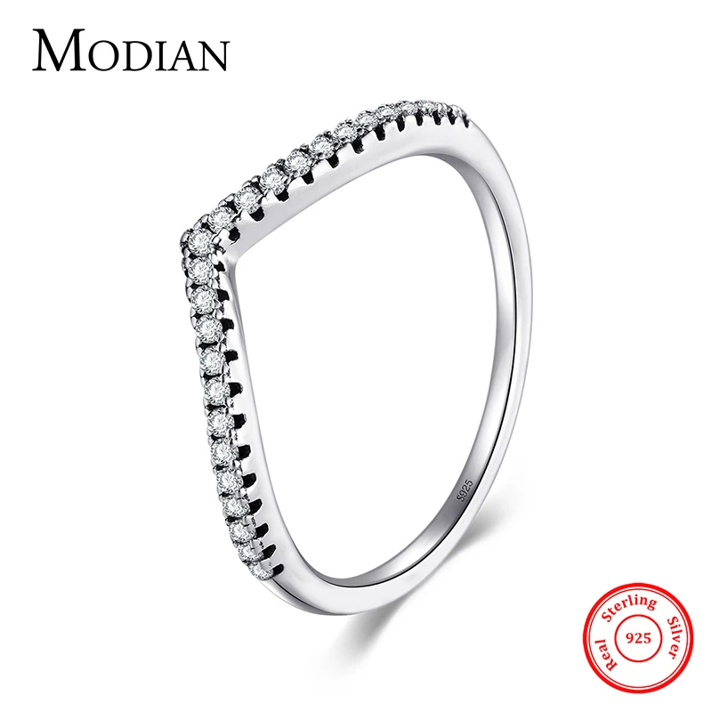 Modian, 3 стиля, настоящее 925 пробы, серебряное штабелируемое простое кольцо, чистый фианит, мода Instagram, ювелирное изделие для женщин, пара подарочных колец - Цвет основного камня: Style 1