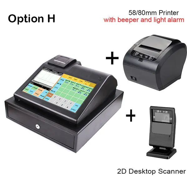 Option H IssyzonePOS бесплатное программное обеспечение все в одном POS машина кассовый аппарат сенсорный экран с денежным ящиком термопринтер сканер штрих-кода - Цвет: Option H
