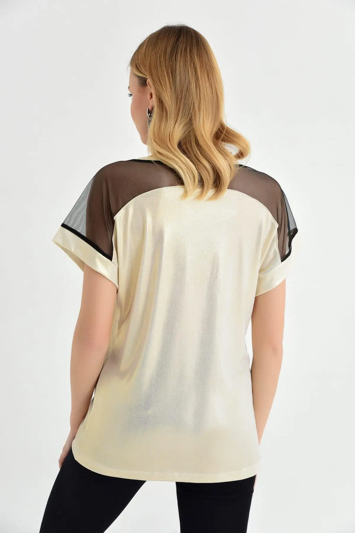 Cool &amp sexy Women Vanılya Shoulders Tulle Shiny Blouse BK642 |
