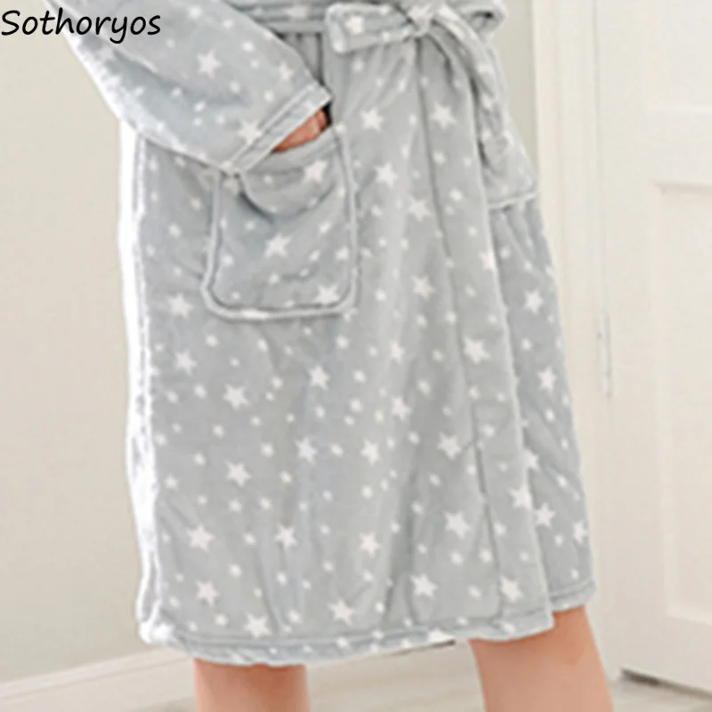 Женские халаты с длинным рукавом фланелевая принтом теплые для отдыха