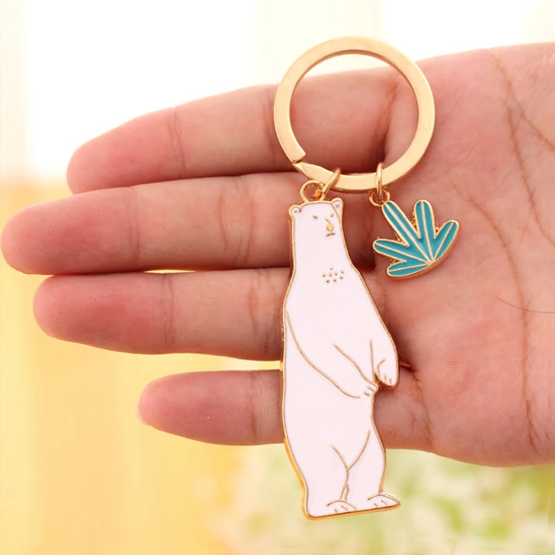 Милый брелок для ключей с животными собака черный кот котенок медведь крокодил