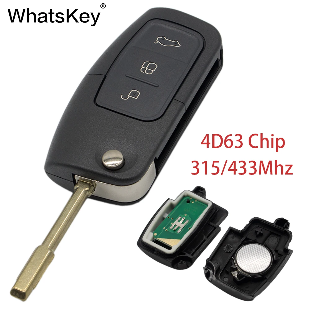 Складной автомобильный ключ WhatsKey с 3 кнопками 315/433 МГц 4D60Chip пульт дистанционного