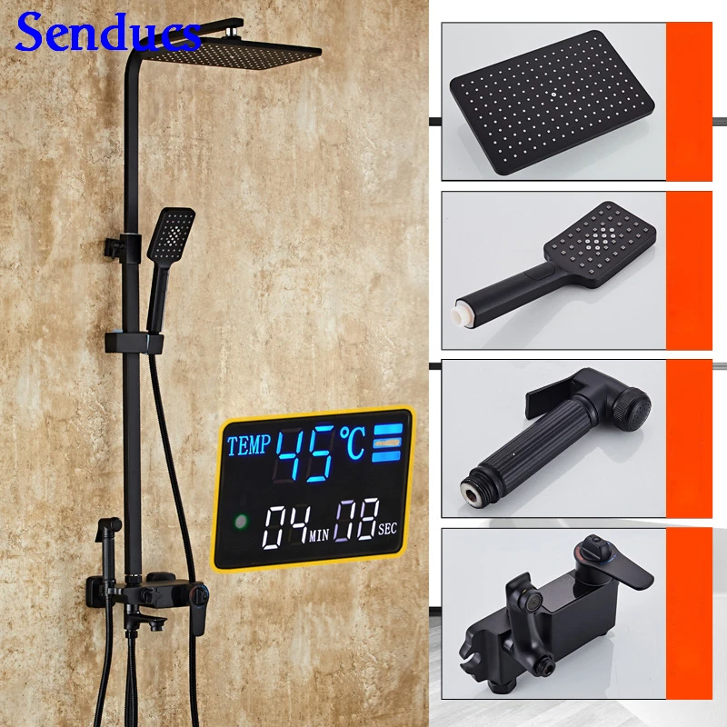 Senducs черный бронзовый набор для душа роскошный интеллектуальный цифровой ванной